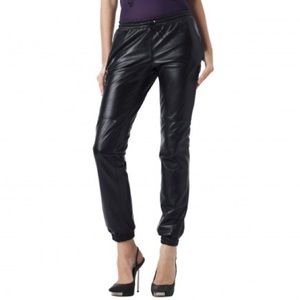 Monika Chiang Black Leather Track Pants Sz M NWT